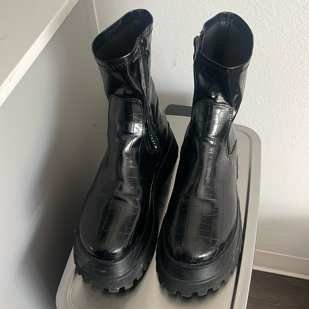 Black platform boots